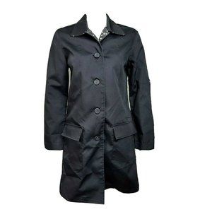 ISAAC MIZRAHI Target Solid All Black Long Trenchcoat Jacket Womens Size S Small